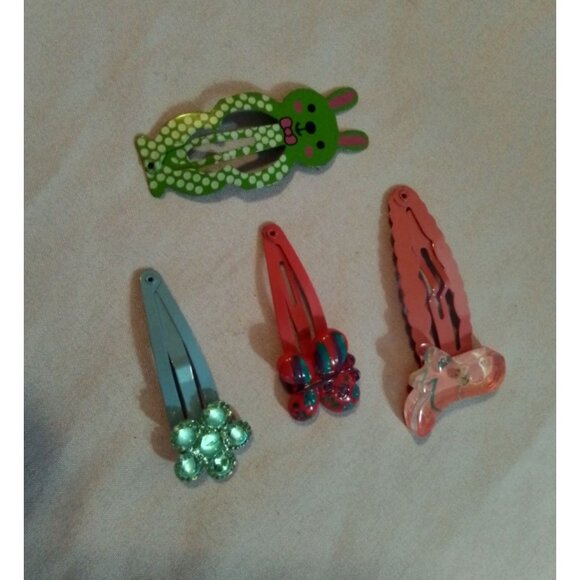 Colorful Assorted Childrens Hair Clips Barrettes Set of 4 - Picture 2 of 4